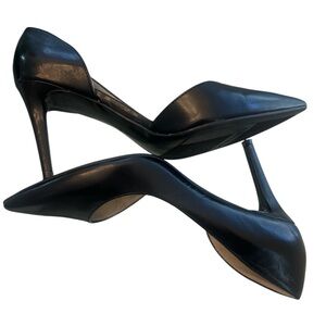 Marc Fisher Meryl D’Orsay Classic Leather Heels in Navy Blue Black sz 7.5 EUC